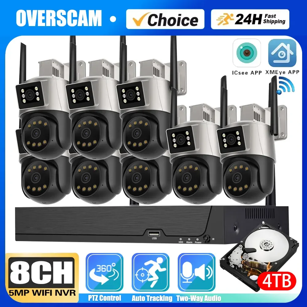 

Overscam 6MP Wi-Fi 6 CCTV Security Camera System 3K Pan Tilt Plug-in WiFi IP Cams 2-Way Audio 8CH Home Surveillance WiFi NVR Kit