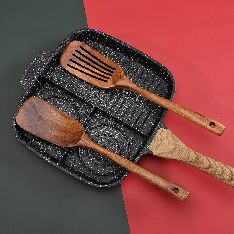 Factory Korean wooden kitchen utensils spatula teak spatula wood cooking non-stick pan spatula