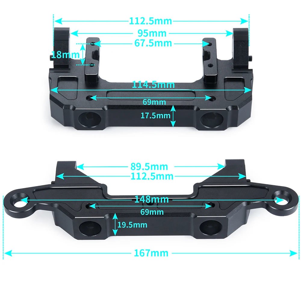 Rcgosfollow anteriore posteriore ammortizzatore torri supporto paraurti per Axial SCX6 Jeep JLU Wrangler AXI05001 Trail Honcho 1/6 RC ricambi auto