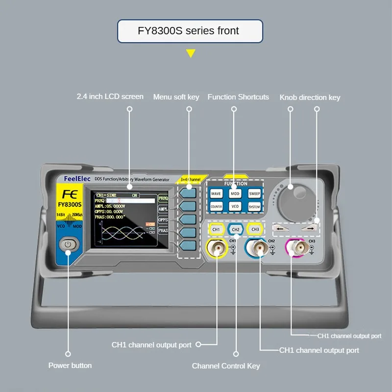 

FY8300S 3 Channel Function Arbitrary Waveform Signal Generator TFT 4 TTL Level Outputs DC Bias Function Digital Output Function