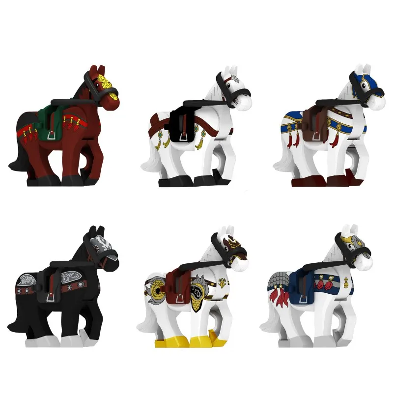 Historically Famous Battle Horse Building Block Model Medieval Cavalry Soldiers Figure Bricks Accessories Toys For Kids J108