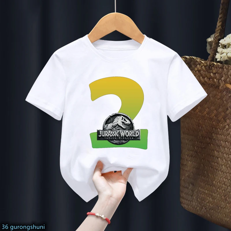 Kawaii Jurassic Park T-Shirt Number 2 3 4 5 6 7 8 9 Happy Birthday Gift T Shirt Baby Girls Boys Clothes Unisex Tshirt Tee Top