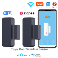 Tuya Zigbee Wifi Smart Door Sensor Window Entry Security Burglar Magnetic Alarm Compatible with Tuya Smart Alexa Google Home