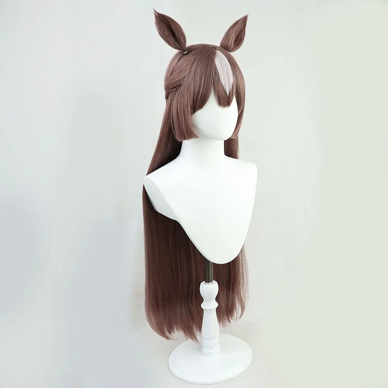 Anime Uma Musume Pretty Derby Satono Diamond Cosplay Pruik Oren en Staart Vrouwen Lang Steil Haar Halloween Party Carnaval Props