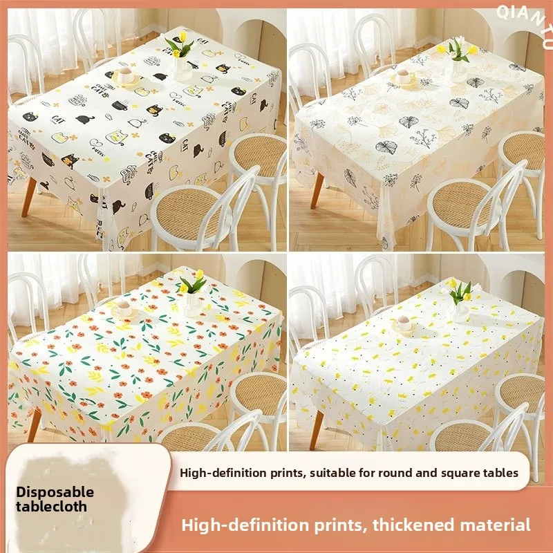 

Thiened Disposable Tablecloth round Rectangle Luxury Par Waterproof Cartoon Print Tablecloth ering Utensils Dining Tab...