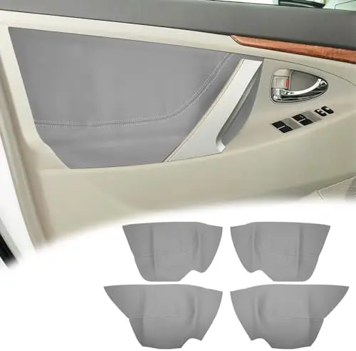 

4PCS Door Panel Armrest Covers for Camry 2006-2011 - Gray Vinyl Leather Inserts Only