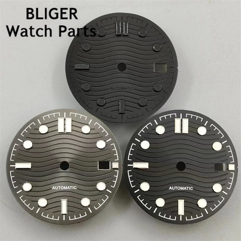 BLIGER-Cadran de Montre Lumineux, 31mm, Noir, Bleu, Vert, Gris, Fit NH35, NH36, ETA2824, 2836 ata yota8205, 8215, Placage zhu DG2813 3804, Mouvement