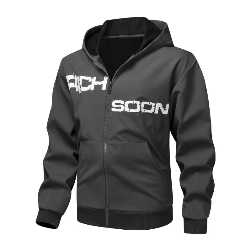 

Мужской повседневный спортивный универсальный кардиган с капюшоном, модная толстовка с длинными рукавами и принтом, куртка, топ