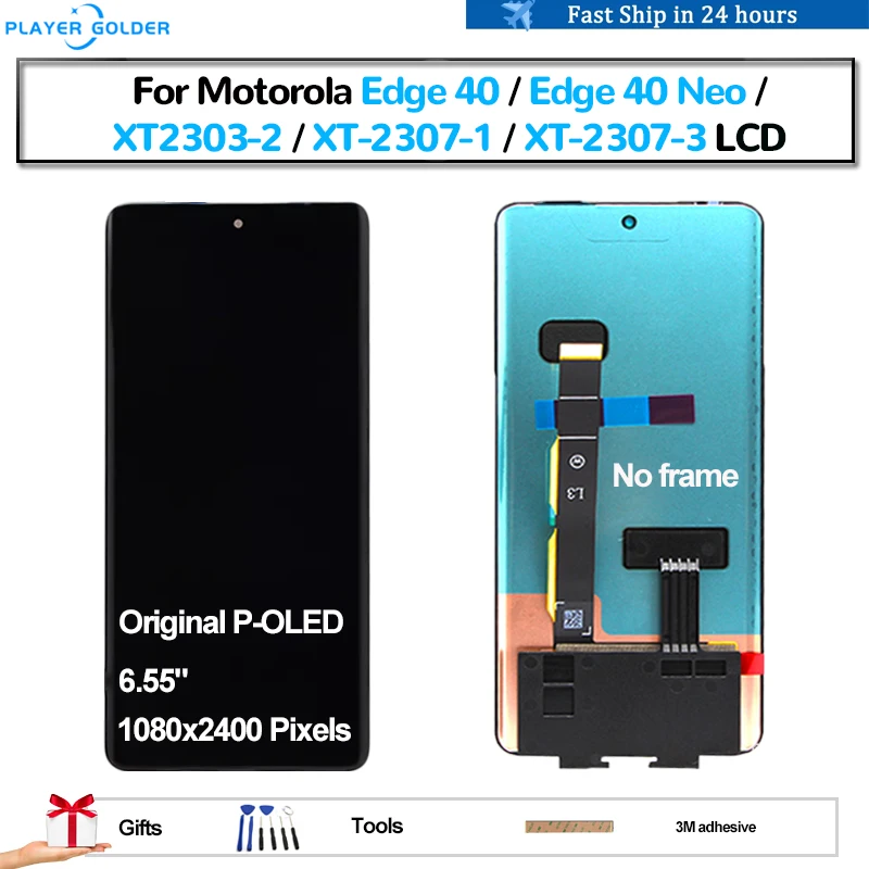 P-OLED Original para Motorola Edge 40 Neo XT2303-2 XT-2307-1 XT-2307-3 Pantalla lcd Pantalla de panel táctil digitalizador montaje