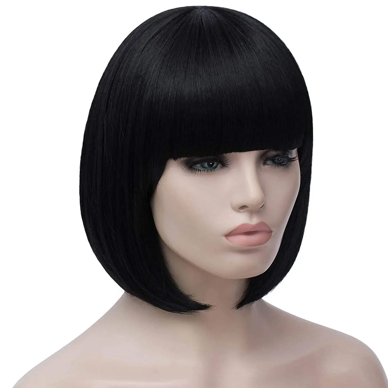 Black Bob Wigs for Women Hair Wig with Bangs Natural Fashion Synthetic Wig Cute Colored Wigs for Daily Party Halloween image 4