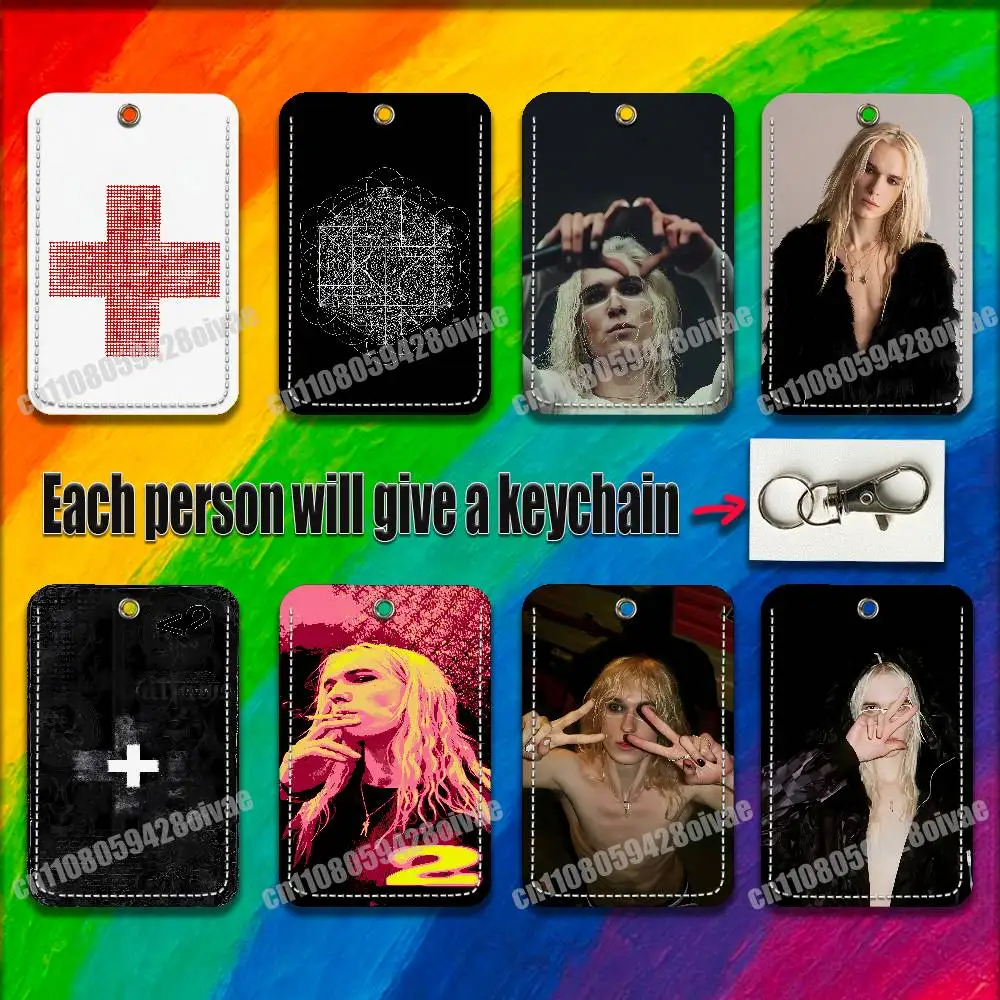 

2-2hollis White Tiger Star boy META For ID Clips Credit Bank Bag Bus Meal Card Holder Cover Pocket Decoration Keychain