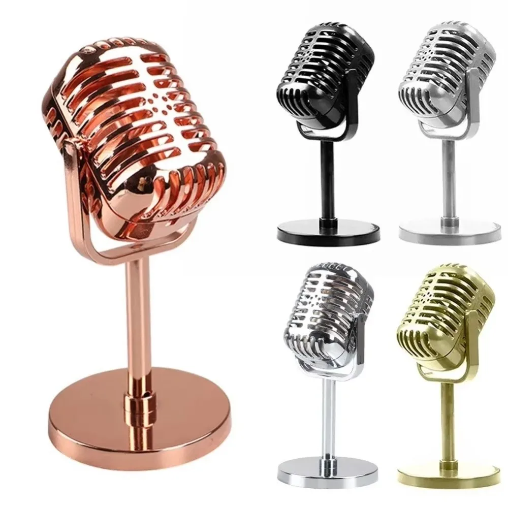 Classic Retro Microphone Props Plastic Miniature Dynamic Vocal Microphone Vintage Fake Microphone Model Live Performance
