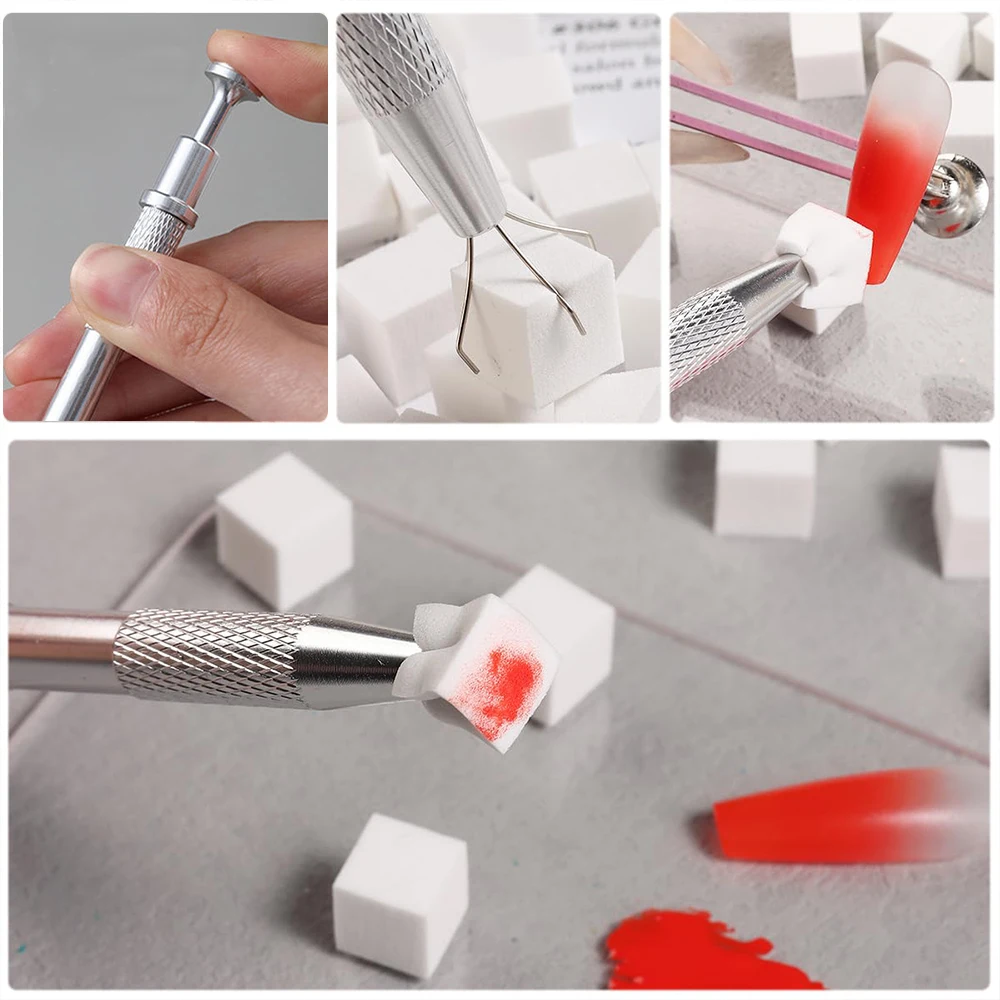 4 مخلب المعادن المنتزع أداة الوصول الأبيض مسمار أدوات الرسم مع 50 قطعة/200 قطعة مسمار صغير الإسفنج كتل مبرد أظافر لتحسين المنزل