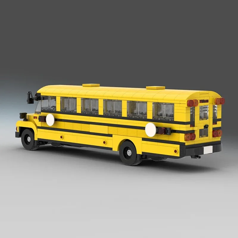 MOC Yellow Style School Bus City Service Car Model Building Block Bricks Iconic Vehicles Technology Gift DIY Assemble Children