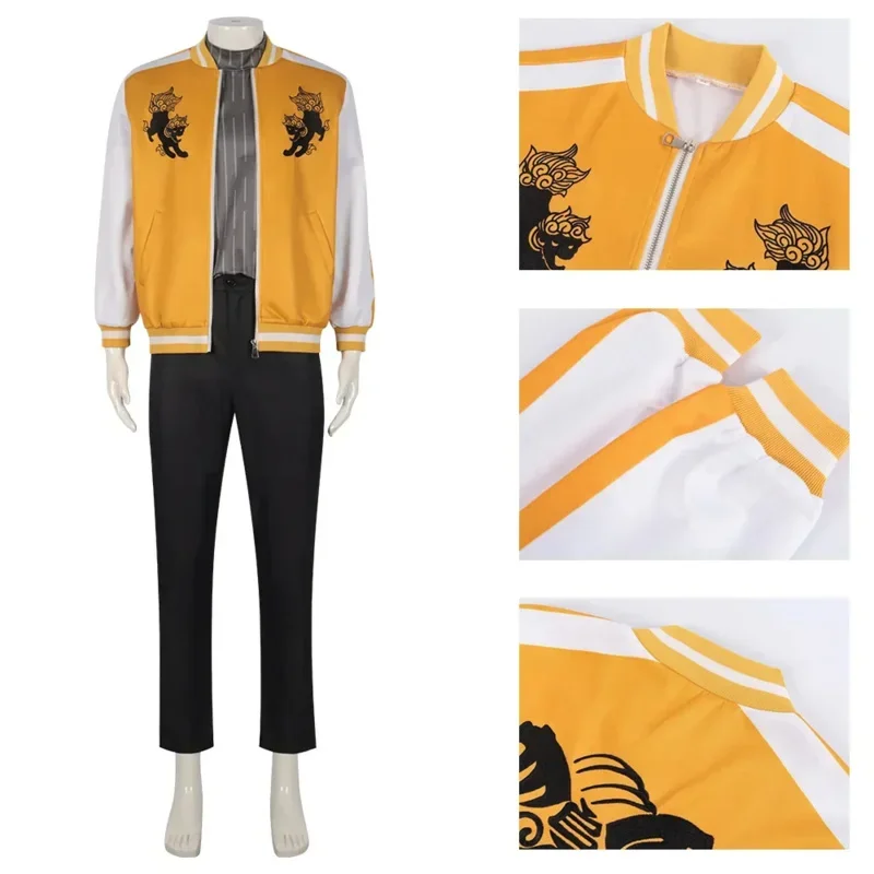 Anime wind breaker Kota Sako cosplay costume shishitoren yellow uniform jacket T-shirt pants Jo togame embroider printed coat