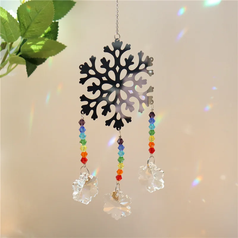 Tree of Life Suncatcher Crystal Rainbow Catcher Garden Decoration Rainbow Maker Silver Prism Window Pendant 2023 Xmas Gift New