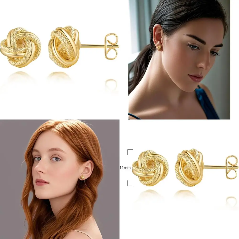 

Изящные женские серьги-гвоздики из 14-каратного золота с переплетенным дизайном — изящные милые серьги для женской элегантности