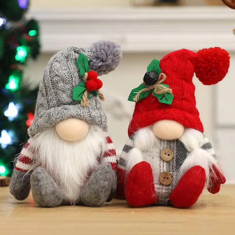 Christmas doll new cross-border explosion high-end knitted pointed hat sitting dwarf plush ornament decorative supplies