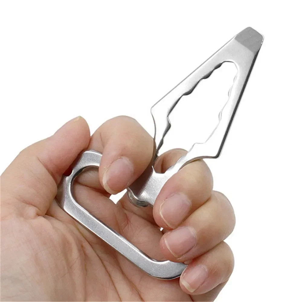 1Pc Portable EDC Self-defense Spiked Multifunctional Inner Angle Wrench Bottle Opener Key Pendant for Outdoor Camping Hiking