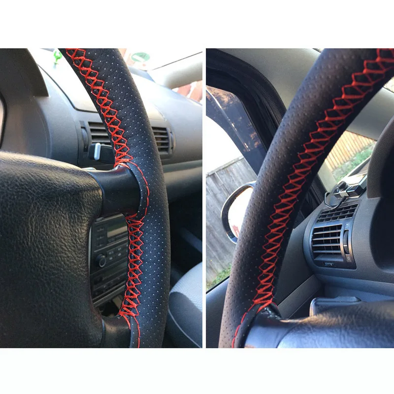 DIY Steering Wheel Cover soft Leather braid for BMW E46 E39 E90 E60 E36 F30 F10 E30 E34 E66 X5 E53 M M3 M4 Z4 Z3