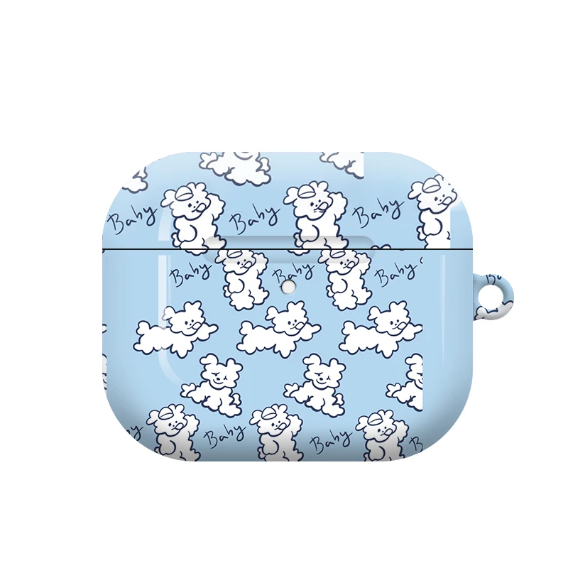 Ins Korean Cute Blue Puppy Earphone Case for Airpods Pro 2 Airpods 1/2 Airpods3 Airpods 4 with Hard Shockproof Cover Lovely