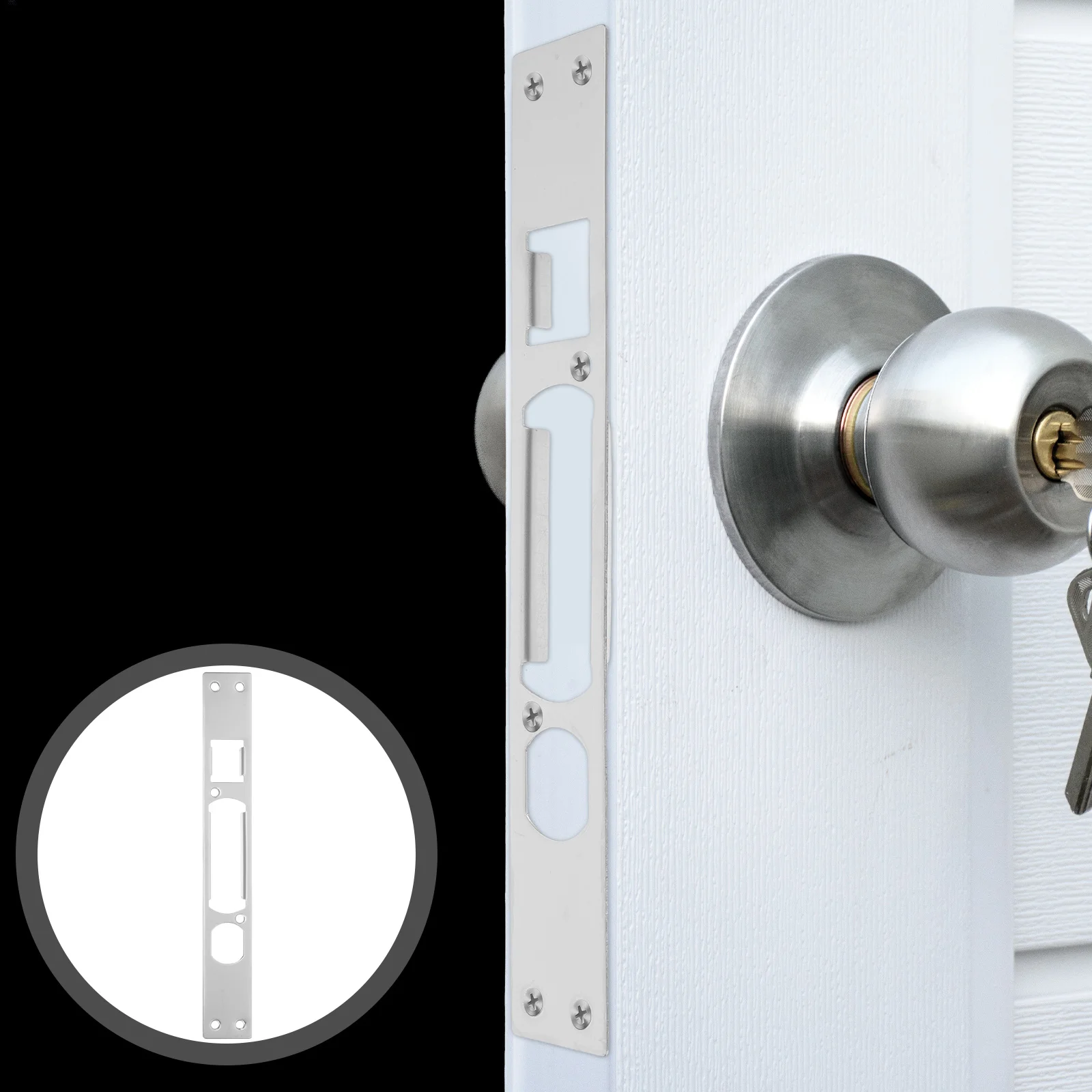 

2Pcs Deadbolt Strike Plate Stainless Steel Door Plate Heavy Duty Front Door Reinforcement Security Lock