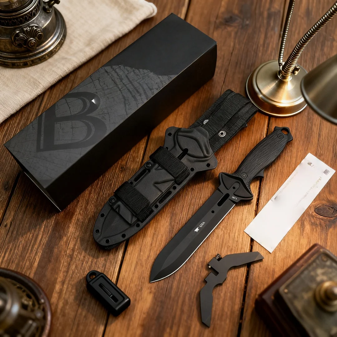 

0084BKXLE-B Outdoor camping adventure emergency tool, outdoor climbing knife, high-hardness 420 steel tactical straight knife