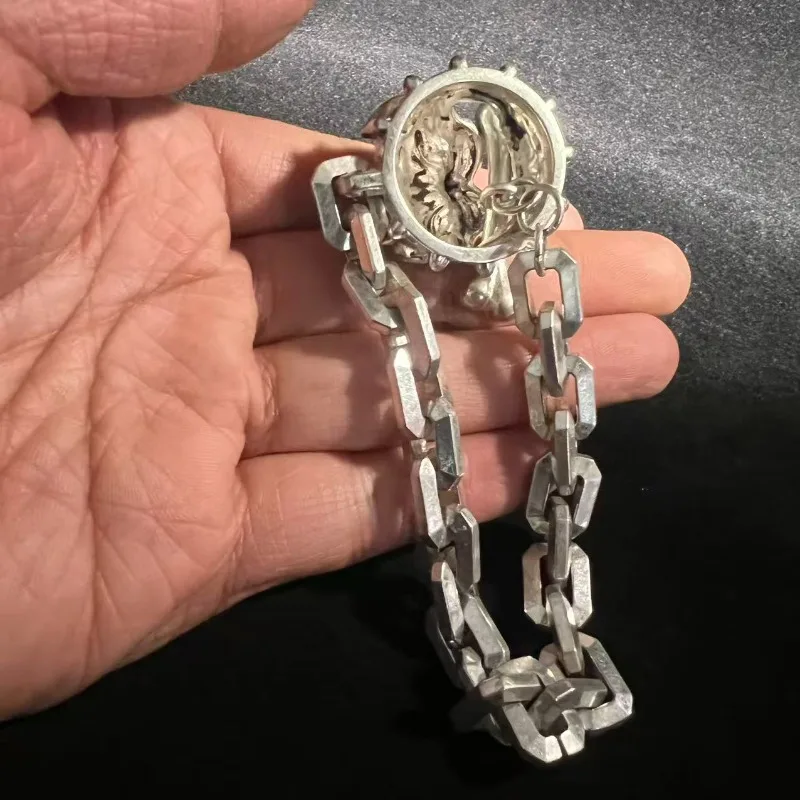 2026 Hot S925 Tibetan Silver Dog Head Bracelet, Evil Warding & Wealth Lucky, Vintage Unisex Jewelry, Perfect Social Gift