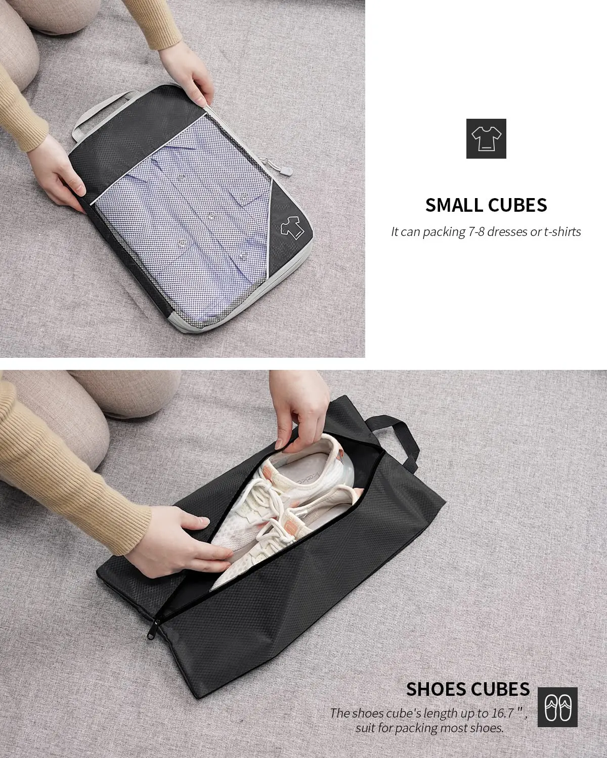 Travel Compressed Packing Cubes Storage Set With Shoe Bag Pouch Mesh Visual Luggage Organizer Portable Lightweight Suitcase Bag