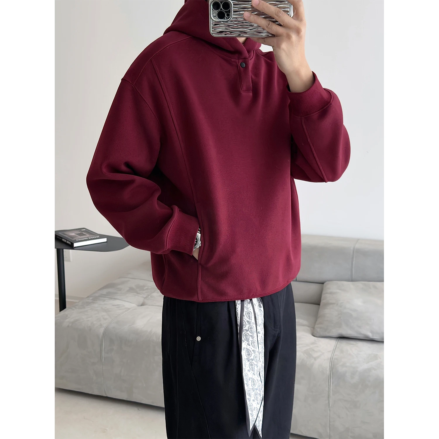 Sudadera con capucha de color liso para hombre RiNe, nueva colección de primavera, estilo casual holgado, con cremallera parc...