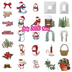 July 2026 Christmas Fresh Poinsettia Bundle Santa Penguin Pumpkin Patch Snowman Metal Cutting Dies for DIY Handmade Scrapbooking