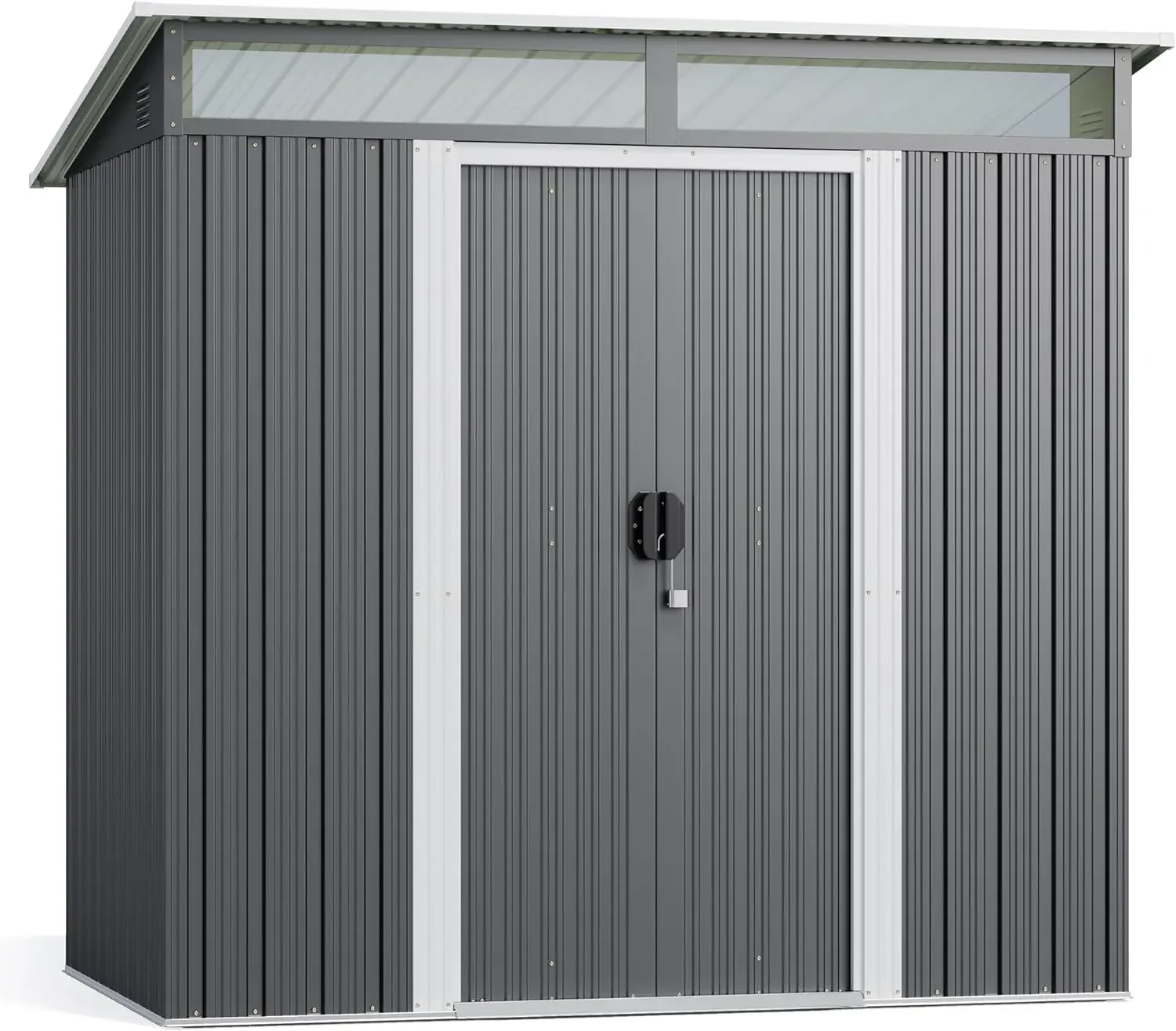 Imagem -02 - Armazenamento Exterior Shed com Portas de Correr Versátil Metal com Âncoras Ferramenta Shed com Painel Transparente Windows Storage Clearance