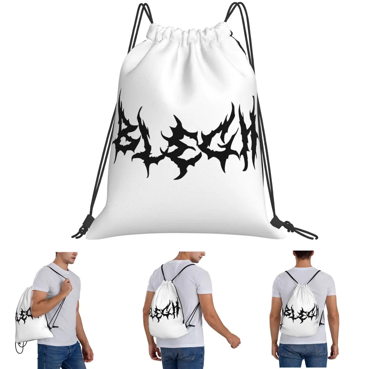 

Blegh Heavy Metal Metalcore Deathcore Backpacks Portable Drawstring Bags Sports Bag Book Bags for Travel Students