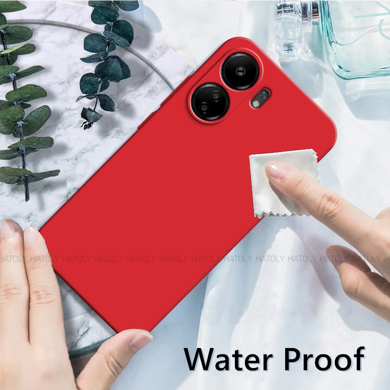 Tampa traseira do telefone protetor do silicone líquido à prova de choque, caso luxuoso, tampa TPU original para Xiaomi Redmi 13C