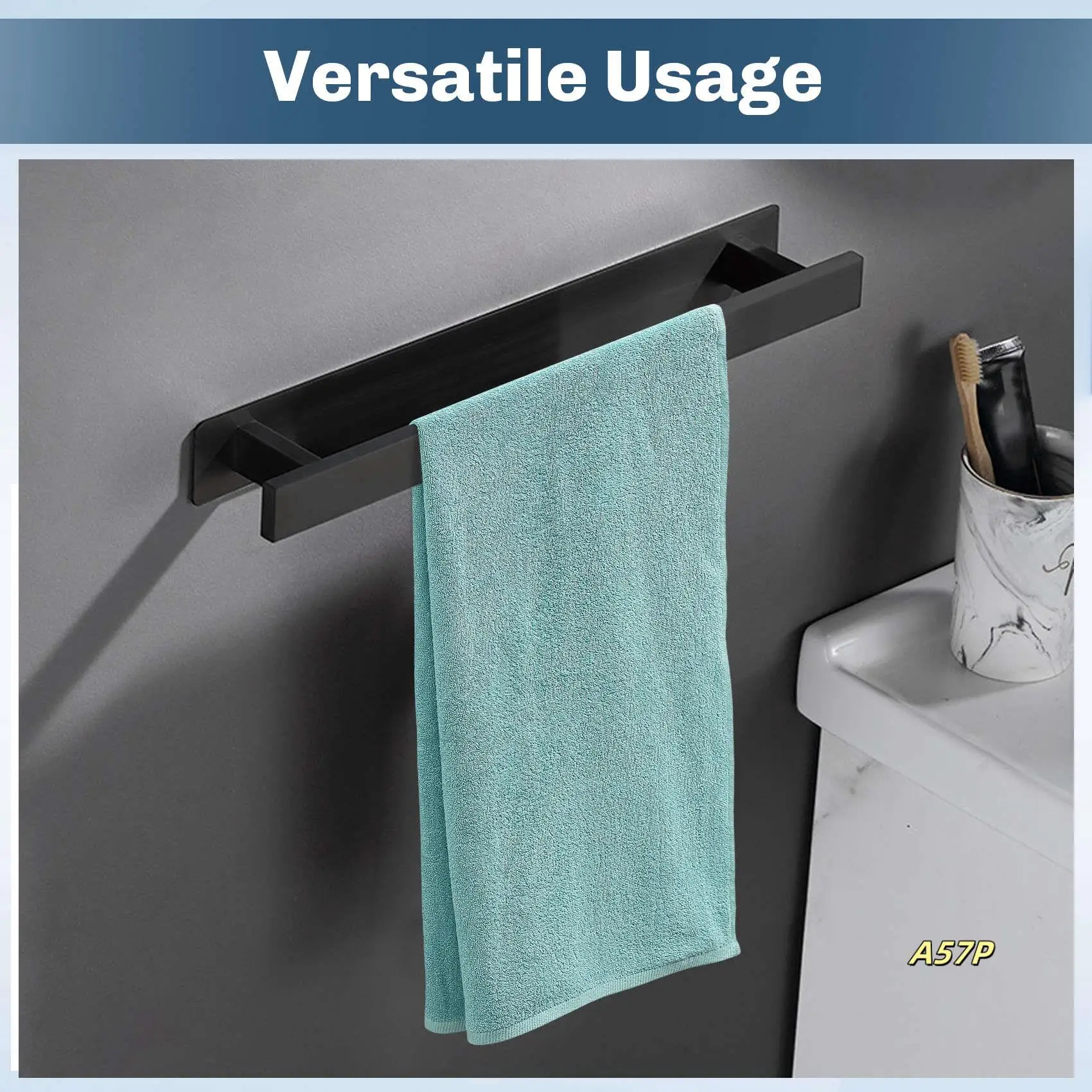 

Adhesive Stand Towel Bar Shelf Black Stainless Steel Wall Mounted Lavatory Kitchen Bathroom Towel Rack Bar Holder Hanger
