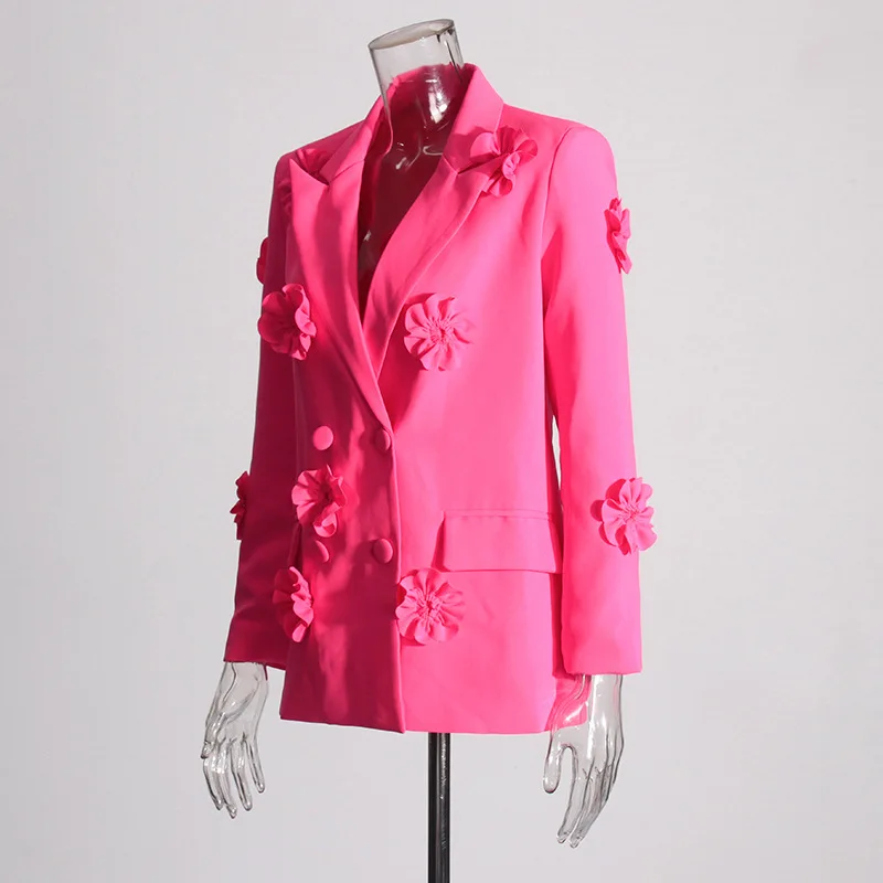 ZAMOR HIGH STREET Women's Flower Spliced Blazer Elegant Versatile High-End Design Solid Color Single-Breasted Suit Jacket 2026 N