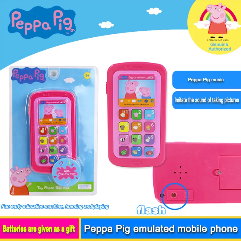 Peppa Pig Emulate Mobile Phone Kids Early Education Playing House Emulation Sound Light Music Tablet Phone Toys Gifts Child Toy