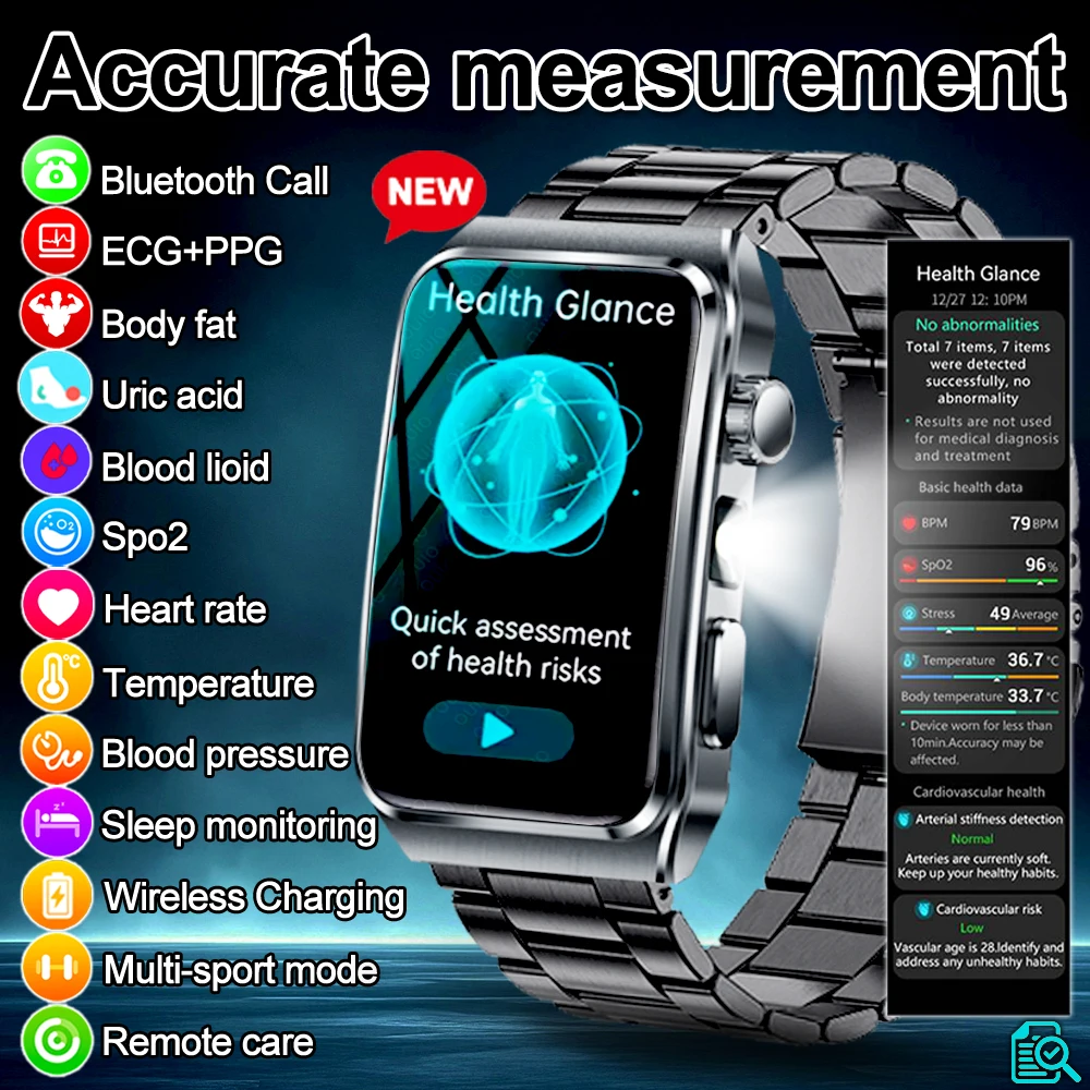

2025 New ECG+PPG Health Diagnosis Smartwatches Men Women Clock Uric Acid Lipid BP Heart rate Tracker NFC Sports Smart Watch IOS