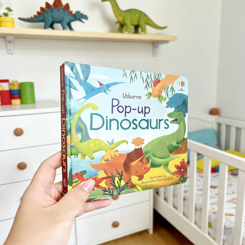 Libro Pop-Up 3D de Dinosaurios con Solapas, Libro Ilustrado en Inglés, Libro de Cuentos para Educación Temprana, Materiales de Aprendizaje para Lectura a la Hora de Dormir