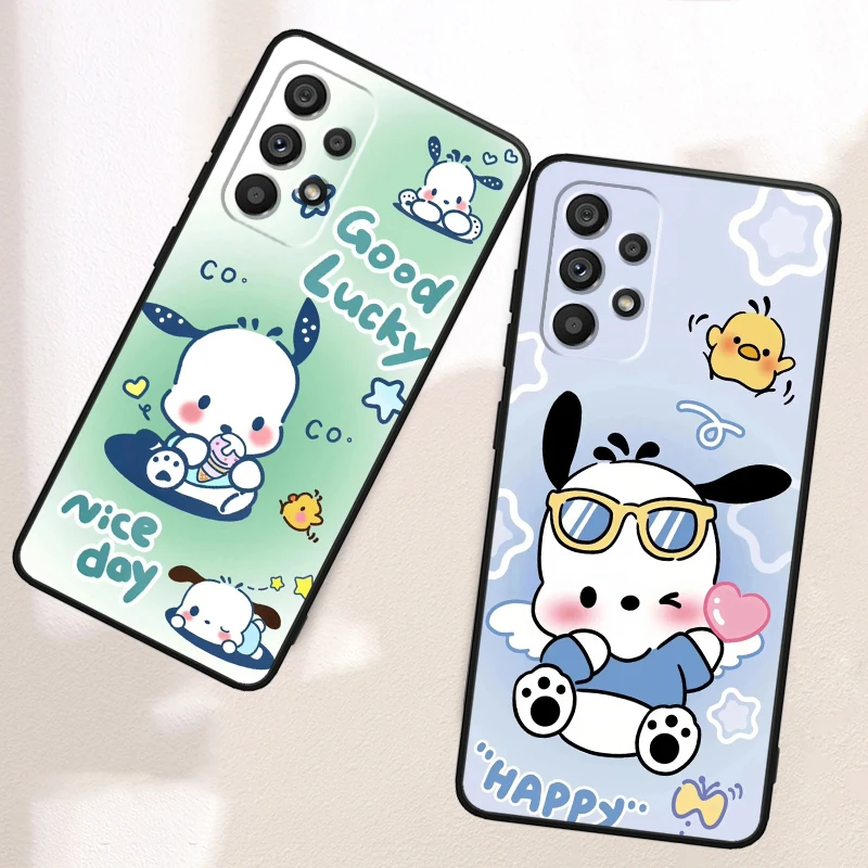 Pacha Dog Cute Cartoon For Samsung A53 A52 A33 A32 A51 A71 A21S A13 A73 A55 A22 A23 A35 A72 A54 A12 5G Black TPU Phone Case