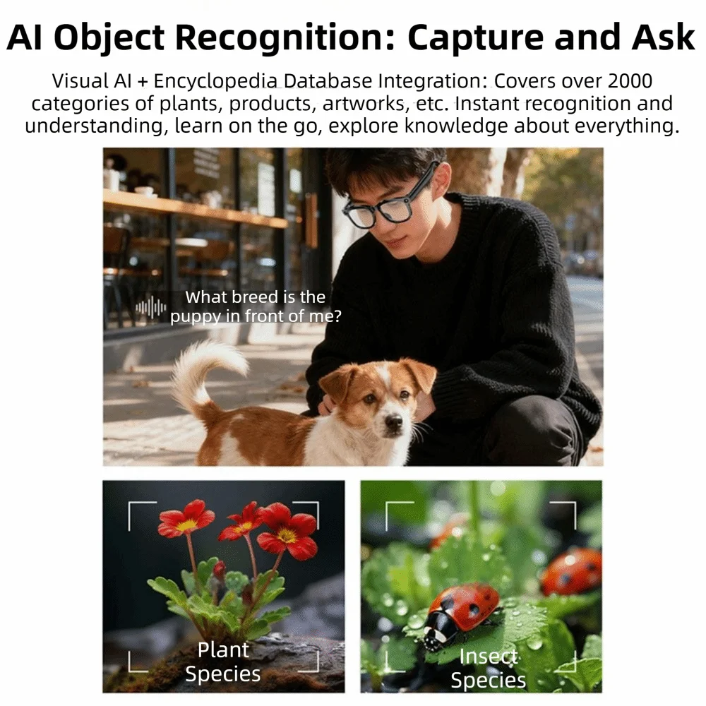 Real-time Translation AI Smart Glasses Anti-Blue Light Wearable Tech Smart Video Glasses 1080P Video Recording AI Voice