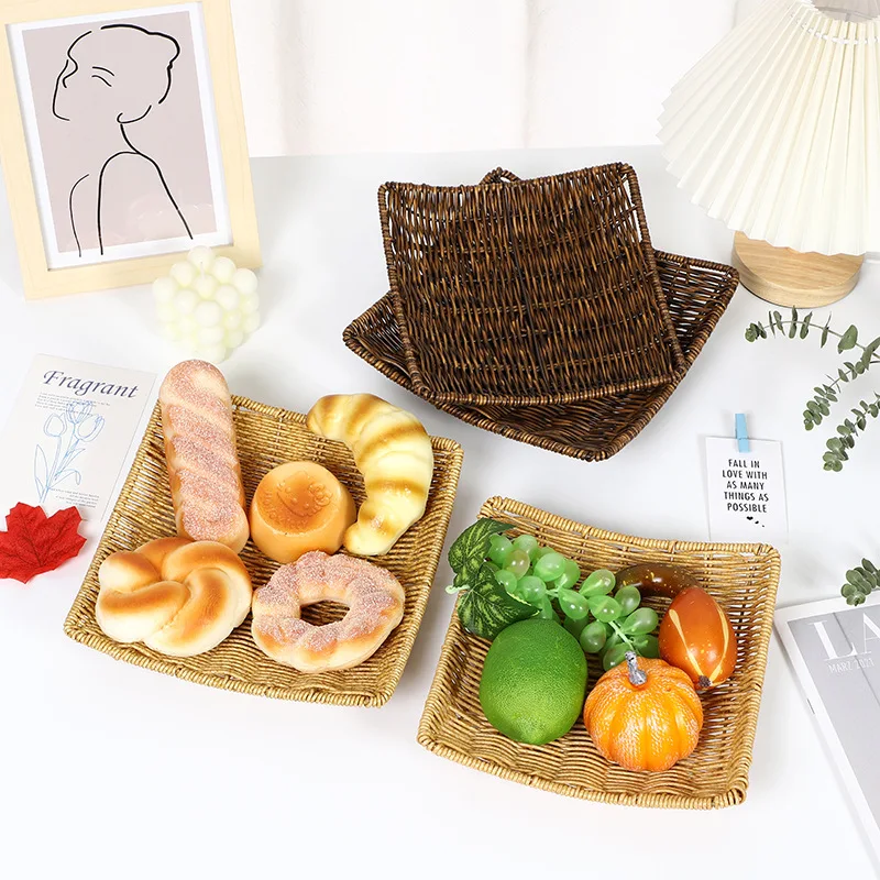 Imitation Vine Weaving Basket Snack Basket Dried Fruit Candy Vegetable Plastic