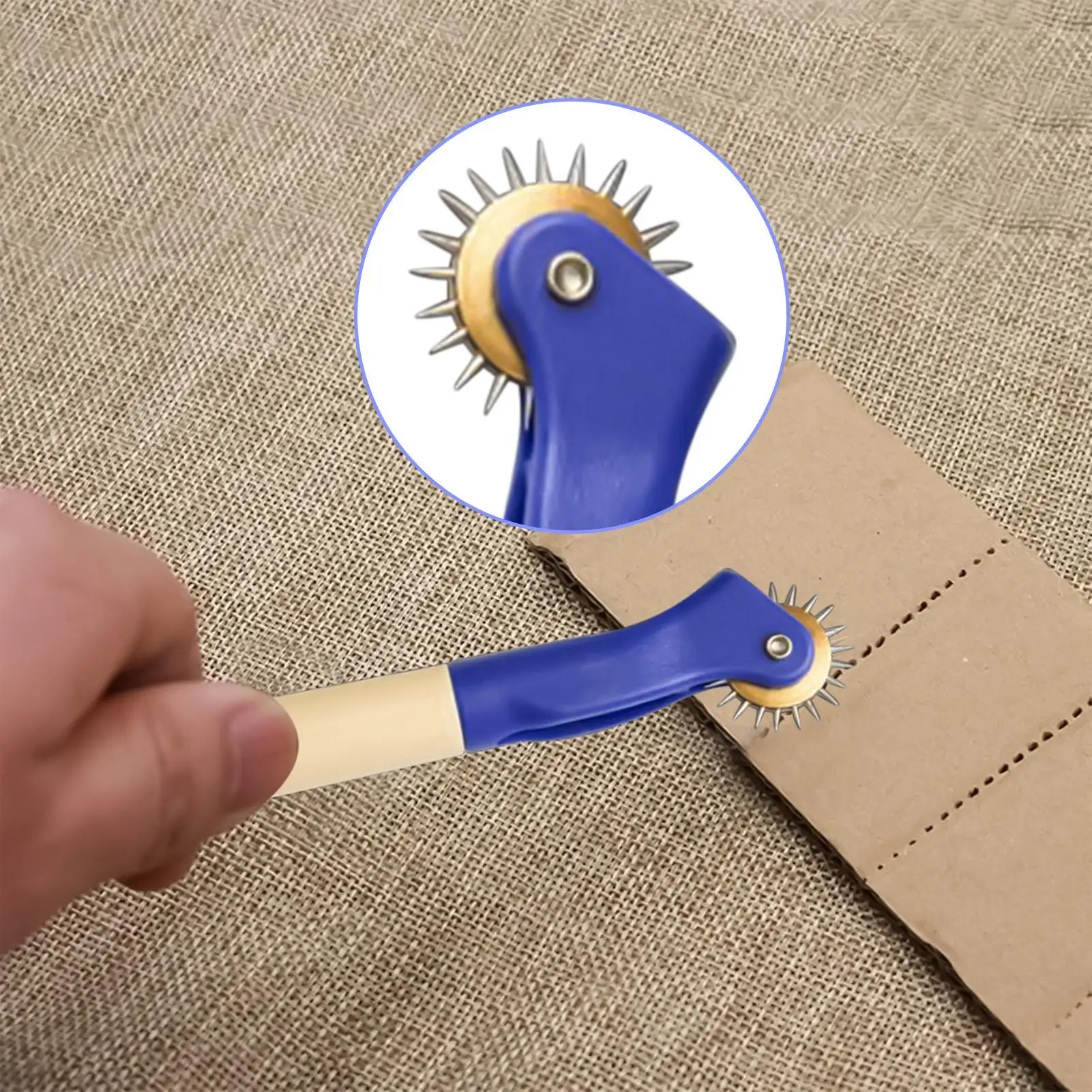 Tracing Wheel Professional Perforator Tool with Wooden Handle Cutter Point Pattern Spacer Perforation Marking for Fabrics Arts