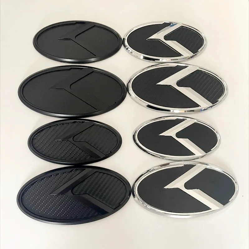 1Pcs x 3D ABS K Logo Car Front Hood Rear Trunk Logo Emblem Badge Stickers for Kia Sportage Sorento Optima Forte Rio Stinger K5