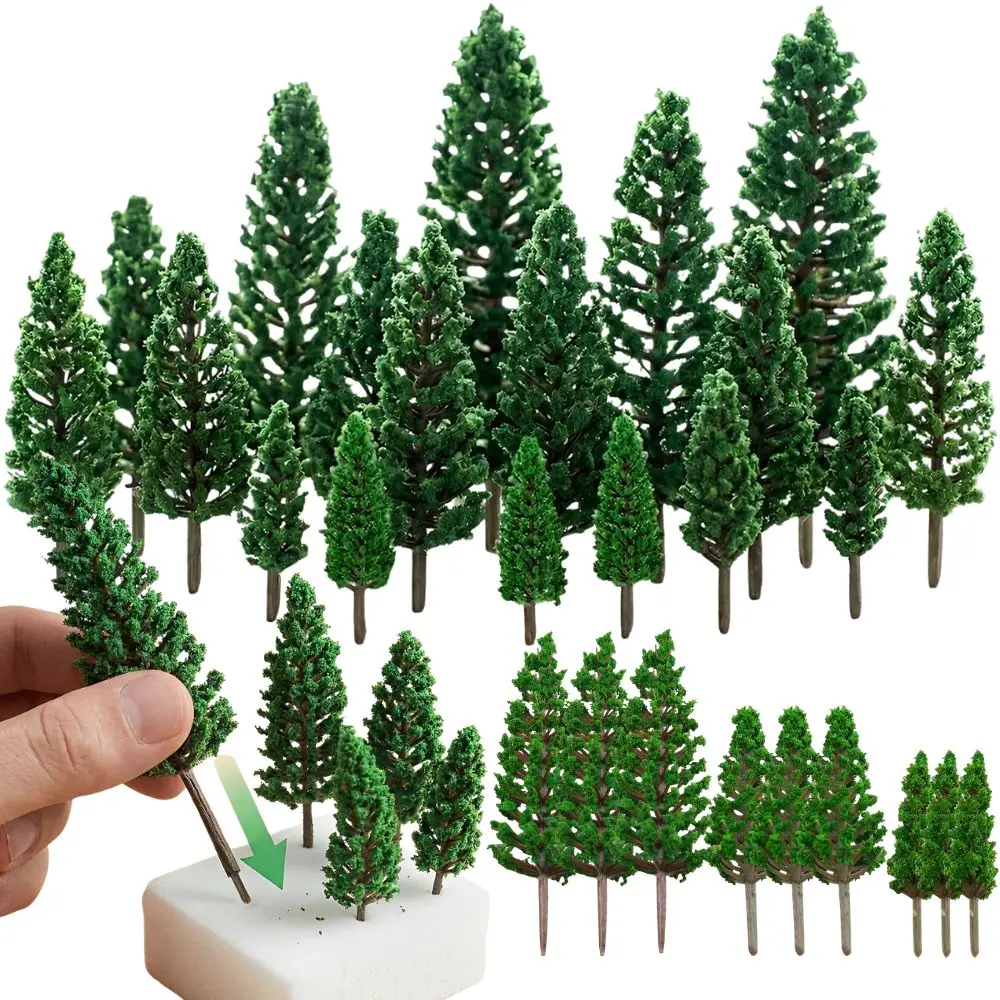 20pcs 3.5-6.5cm Mixed Size Model Pine Trees Mini Scale Evergreen Trees for Diorama, Railway Layout, Building Sand Table YMY