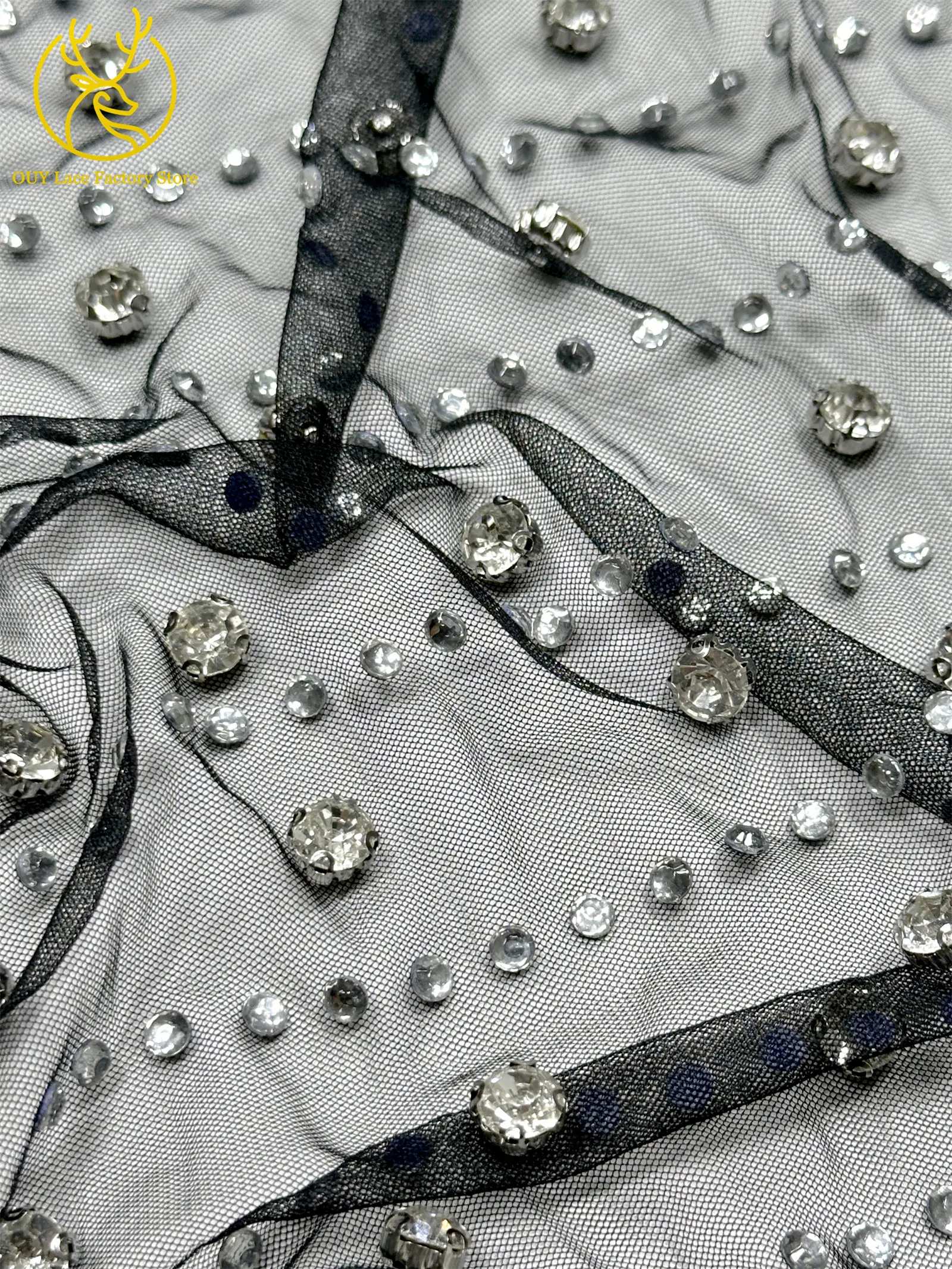 Grüner Neuer Stil Österreichischer Diamant-Tüll-Netzstoff 5 Yards Afrikanischer Spitzenstoff Bunter Strass-Netzstoff für Hochzeitskleider – Detail 24