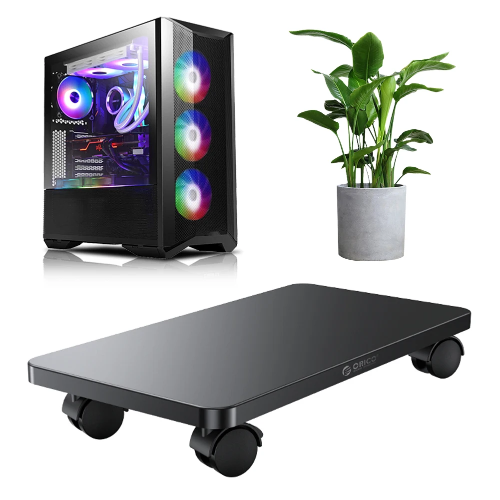 Computer Trolley Stand Steel Rolling Stand with Locking Rolling Caster PC Storage Box for Most Computer Tower Gaming PC ATX Case