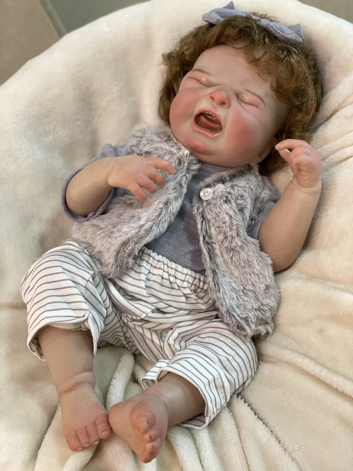 50cm Maria Bebe Reborn Girl Cuddly Full Body Silicone Vinyl Reborn Dolls With Rooted Hair 3D Paint Skin Newborn Doll