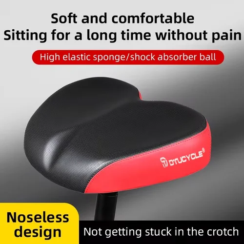Imagen 2 del producto Cojín de asiento de bicicleta ensanchado, sillín sin nariz, sillín de bicicleta de montaña, cómodo cojín de asiento que absorbe los golpes, asiento de bicicleta