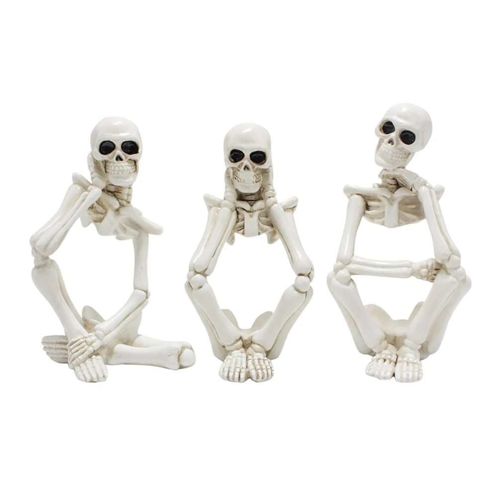 

3Pcs Thinker Statue Resin Craft Halloween Home Office Decoration Thinker Statue Garden Decor